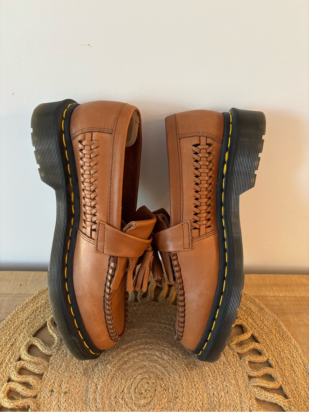 Brown Leather Tassel Loafers W7 - Picture 6 of 7